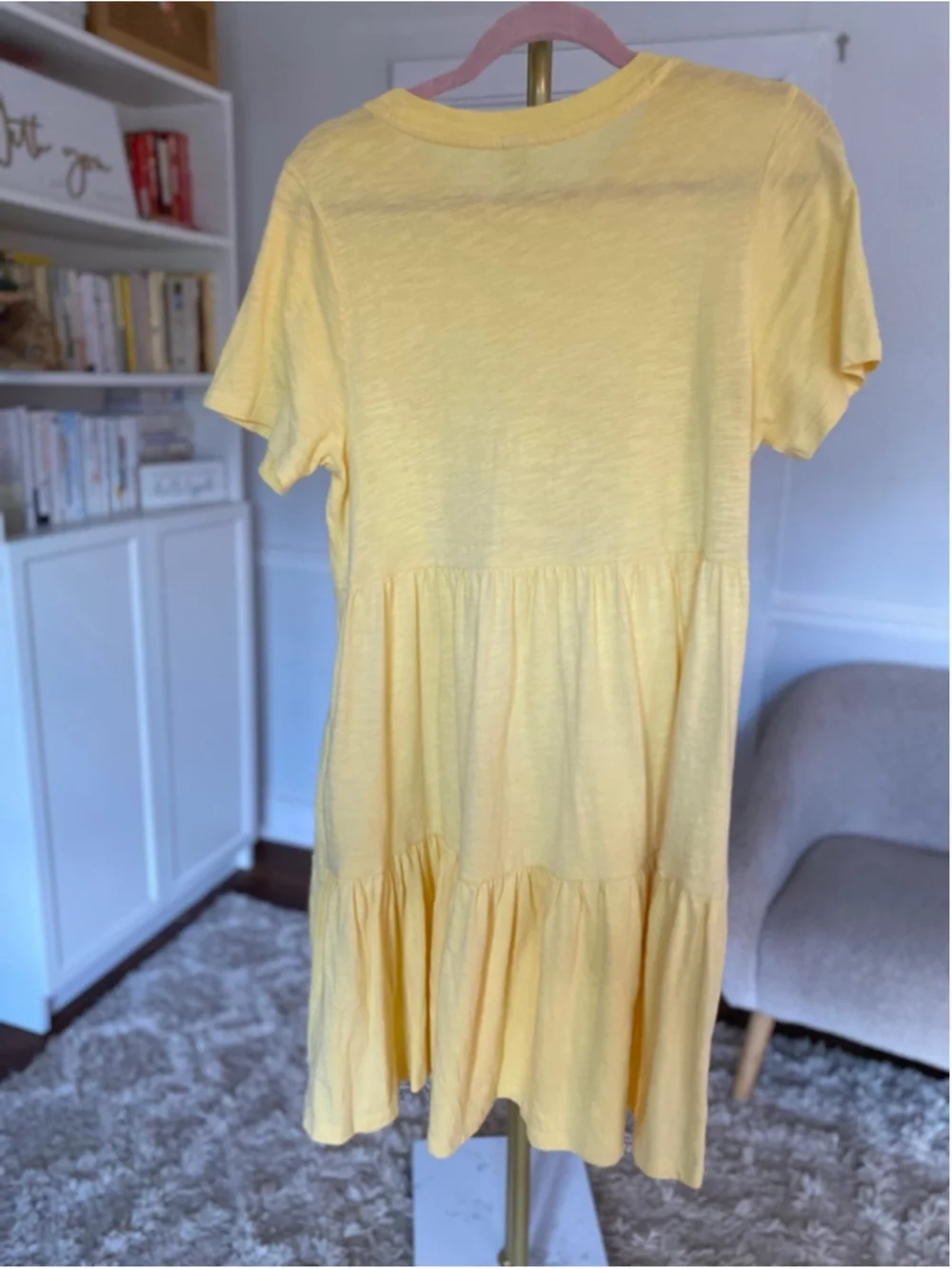 Old Navy Mini Dress Butter Yellow Coastal Cottagecore Tiered S Soft Quiet Luxury